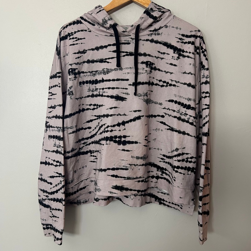 AllSaints Lo Tye Hoodie Womens Medium Pink Black Tie Dye Cotton Sweatshirt